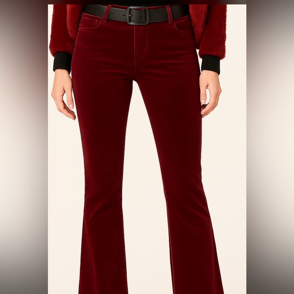 Beautiful WHBM deep red / burgundy velvet bootcut pants - size 2R